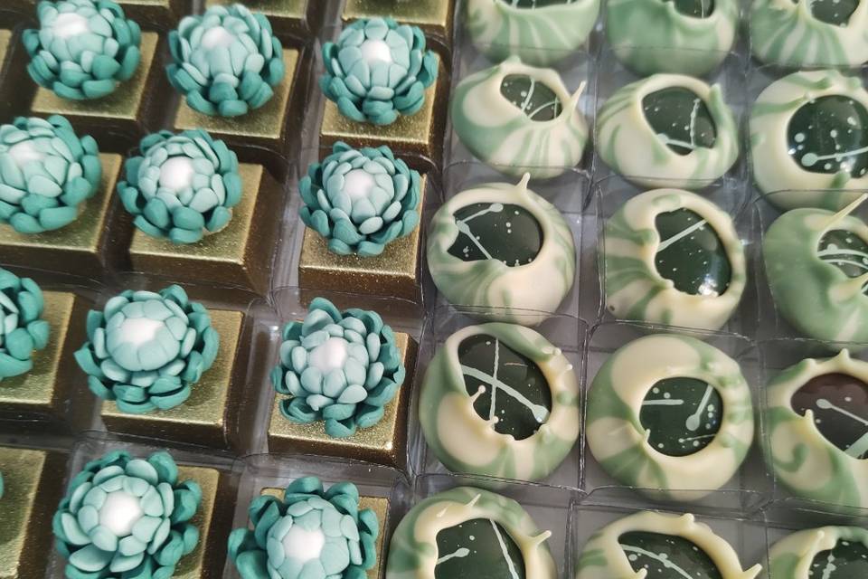 Bombons na paleta verde