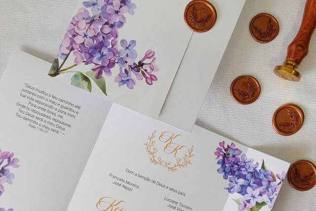 Convite de casamento lilás