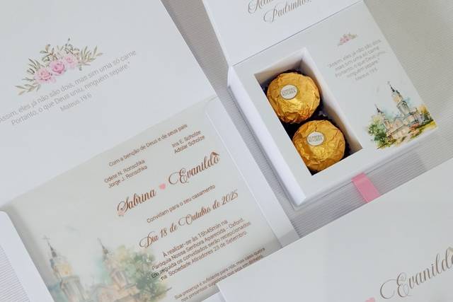 Convite de casamento rosa