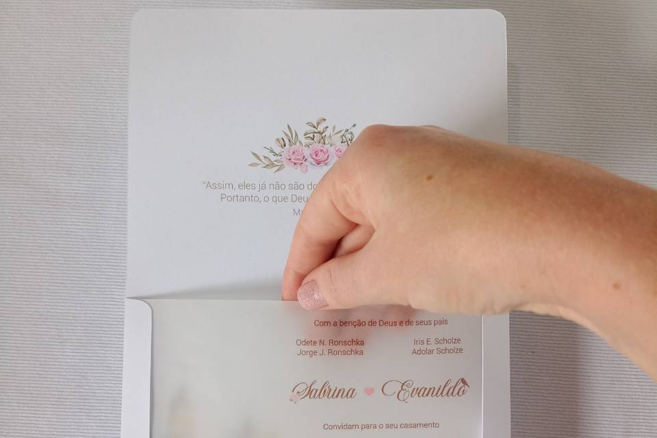 Convite com envelope moldura
