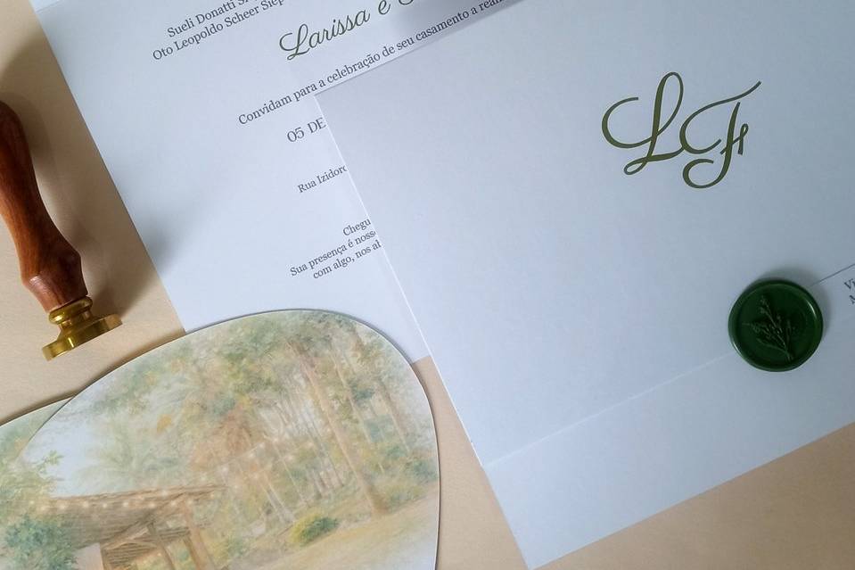 Convite de casamento verde
