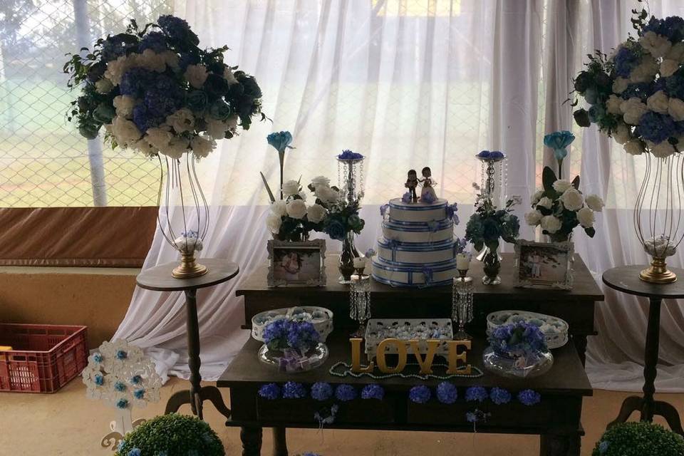 Mesa bolo - casamento sítio