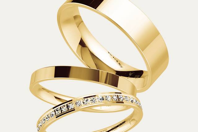Trio de aliança de casamento