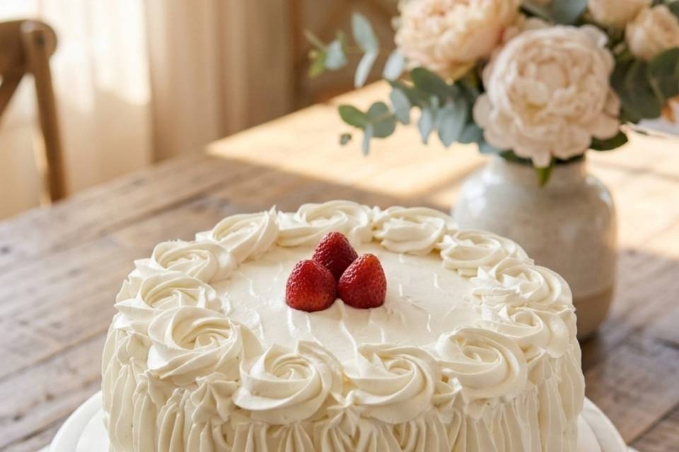 Bolo de Morango com Suspiro