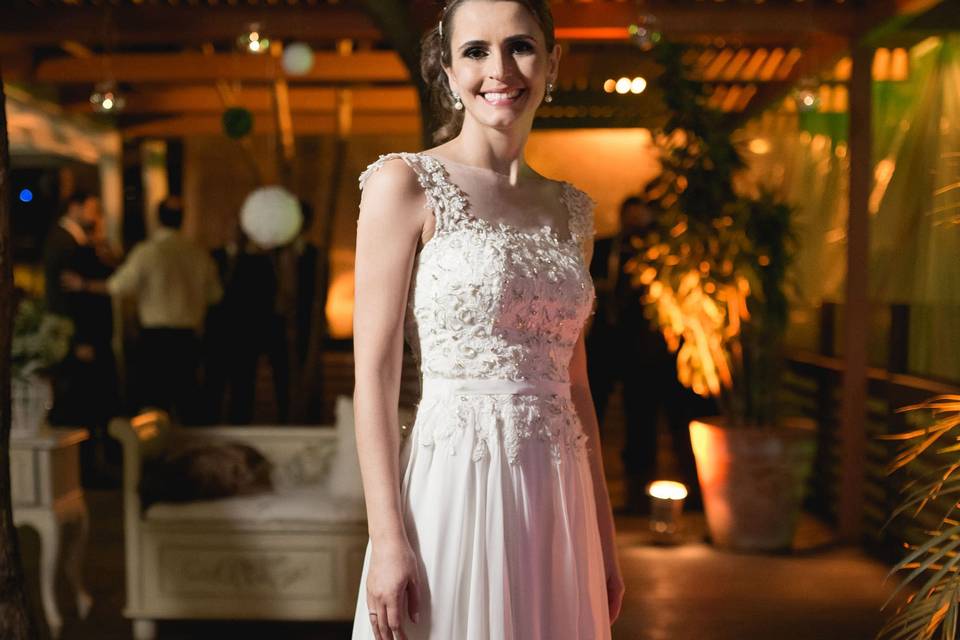 Vestido daminha tule flores