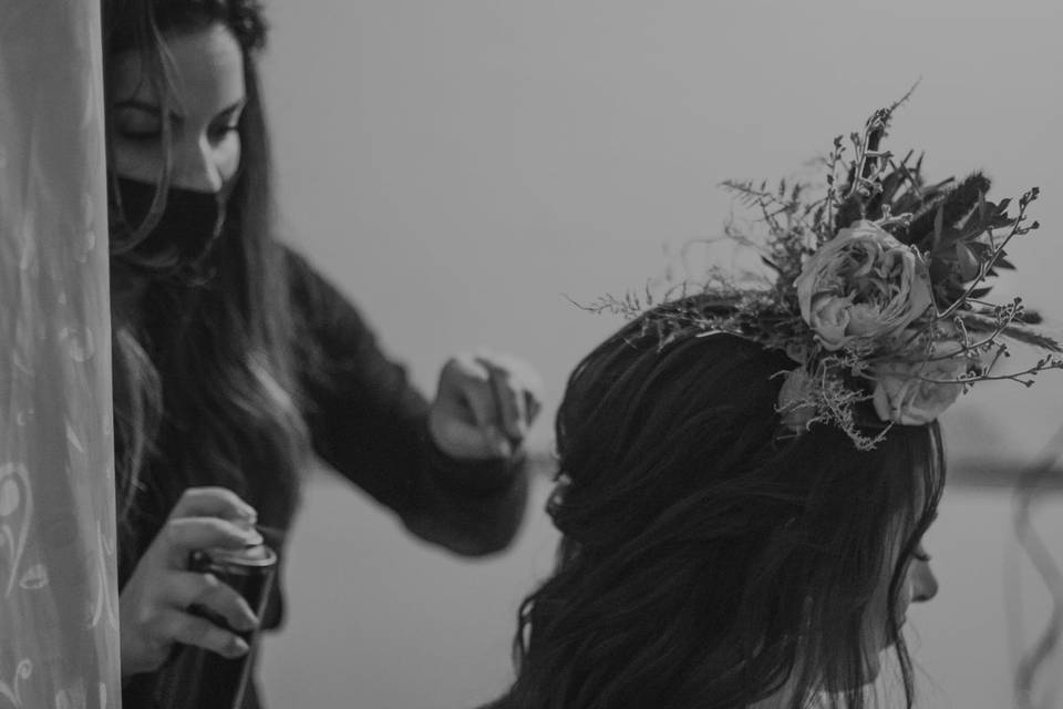 Preparação do penteado