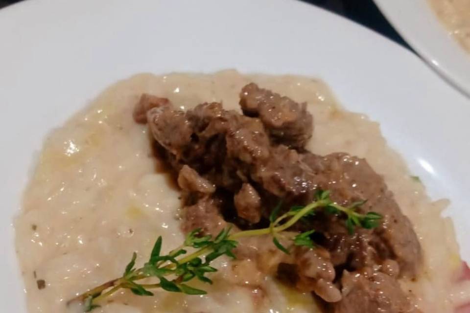 Risoto de alho poro com filé m