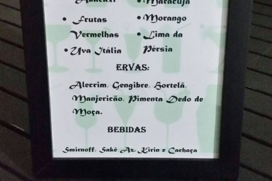 Opções de Cardápio