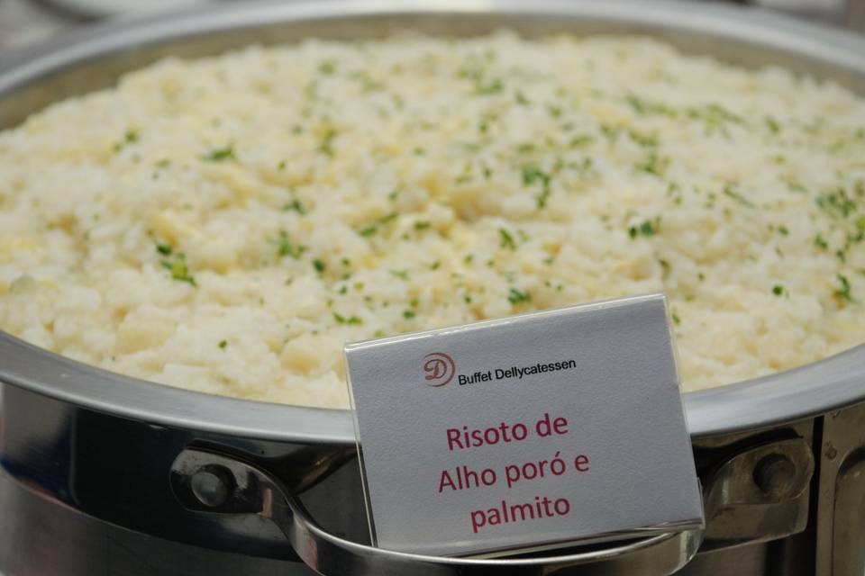 Risoto de alho poro e palmito