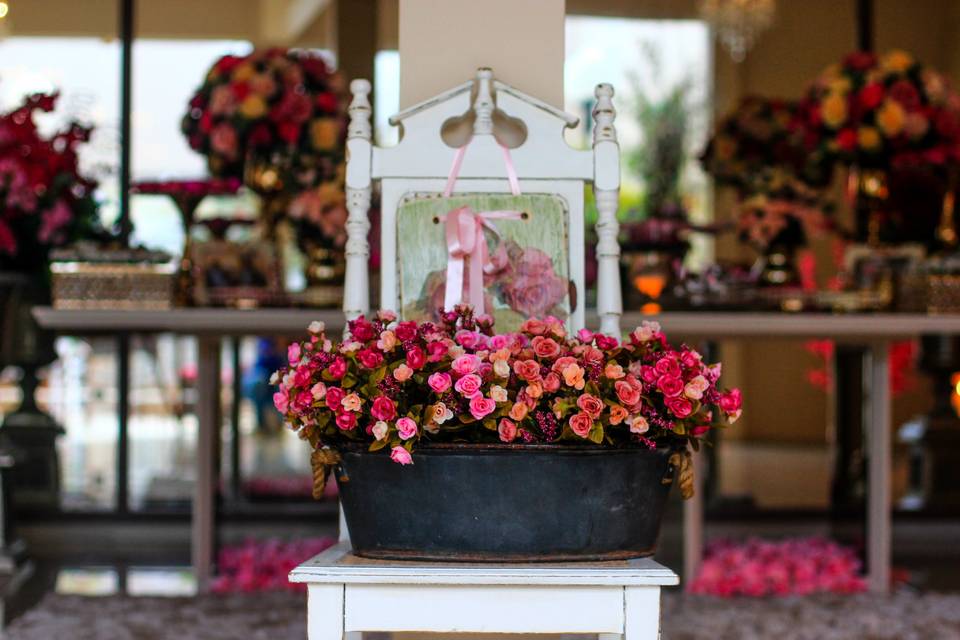 Cadeira com flores