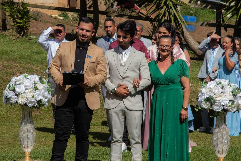Foto com noivo e sua mãe