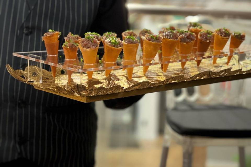 Cone de atum curado e mascarpo
