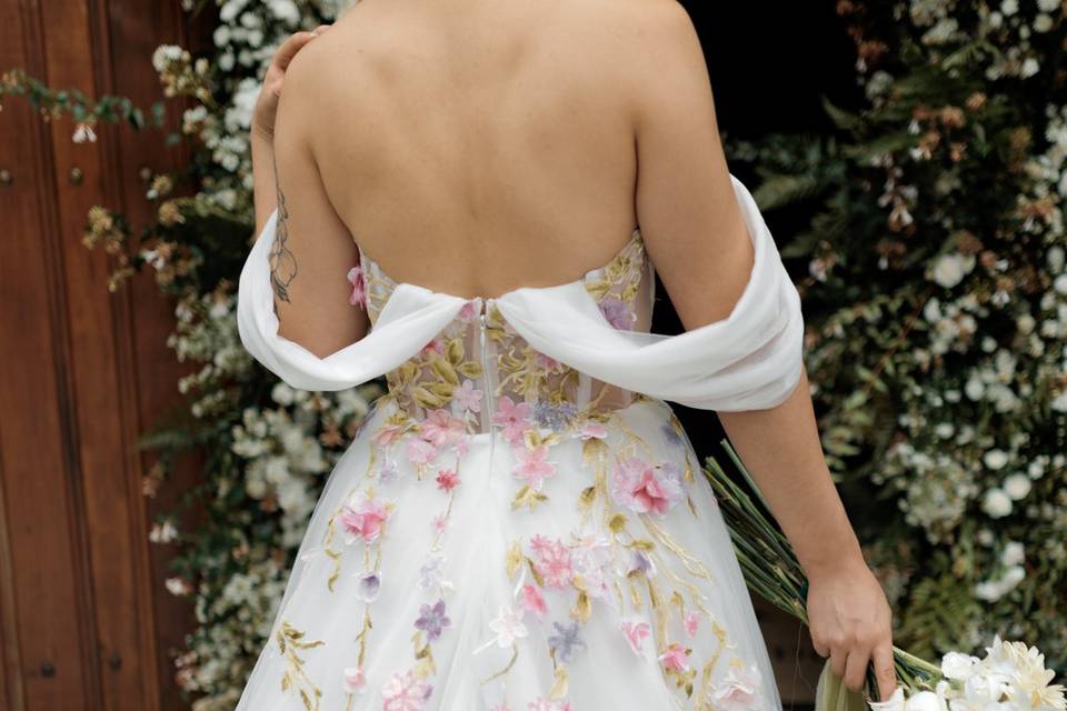 Detalhes do vestido e bouquet!