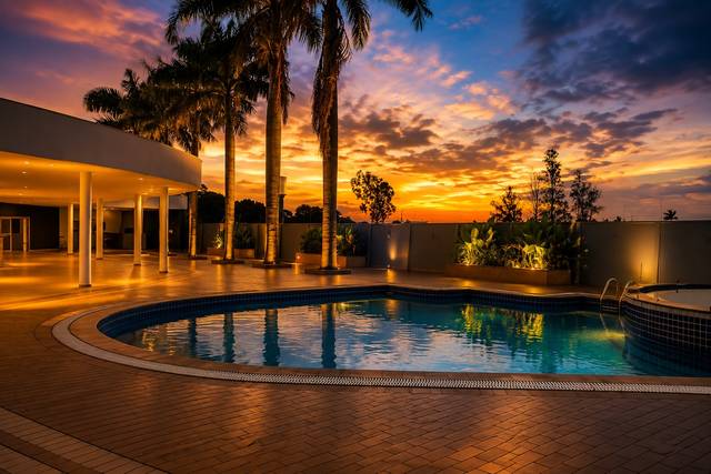 Aréa externa com piscina