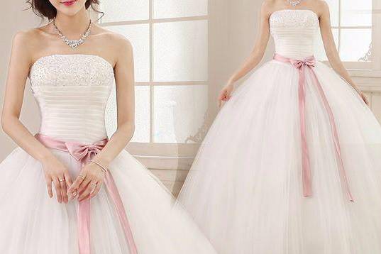 Vestido noiva c/ fita rosa - 4
