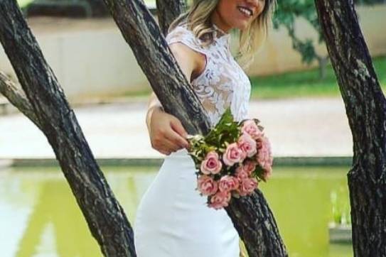 Vestido sereia com renda