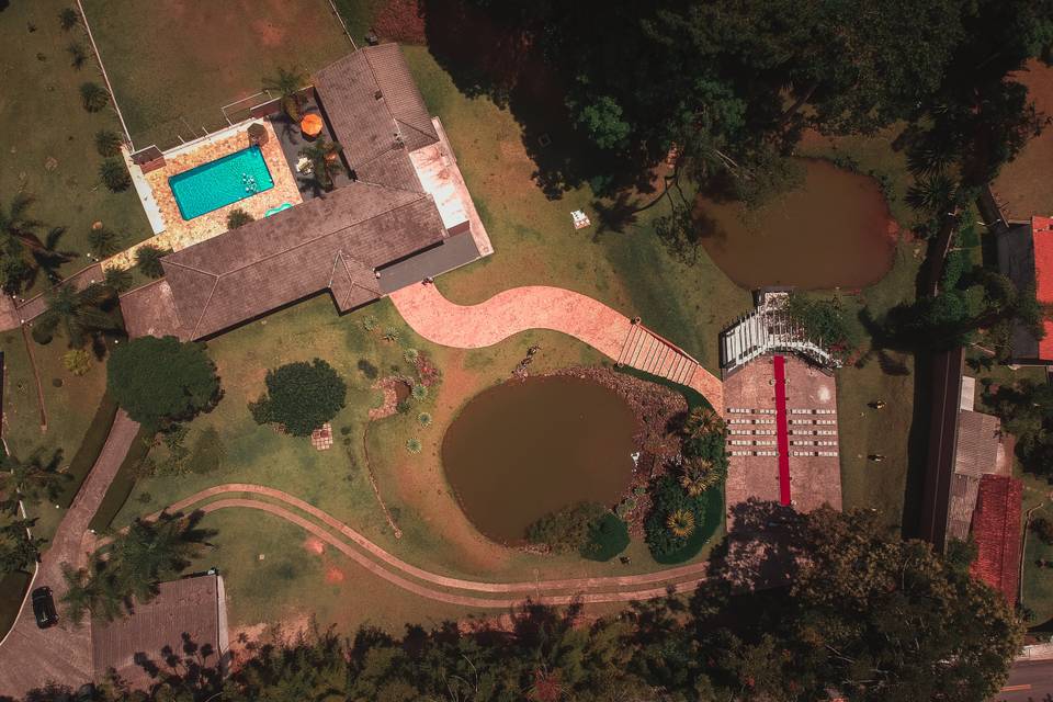 Vista com drone do espaço san