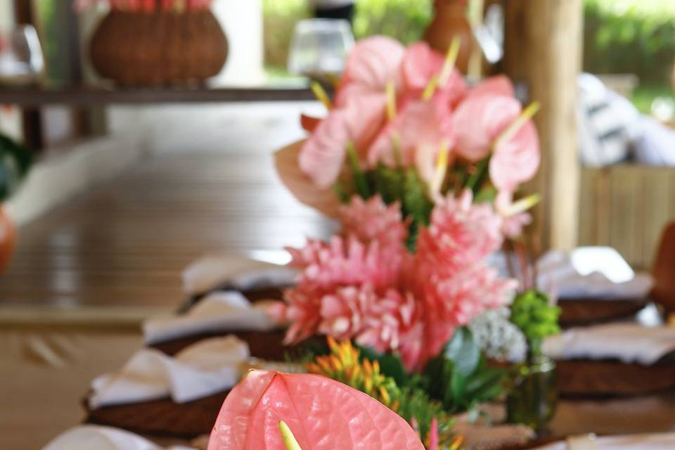 Centro de mesa tropical pink