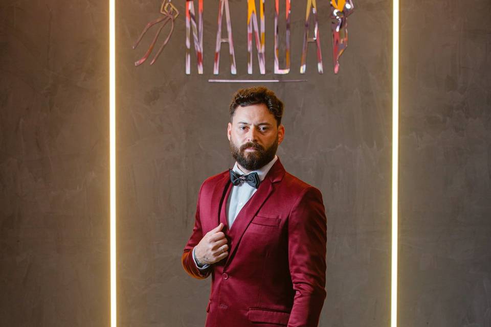 Terno marsala slim com colete