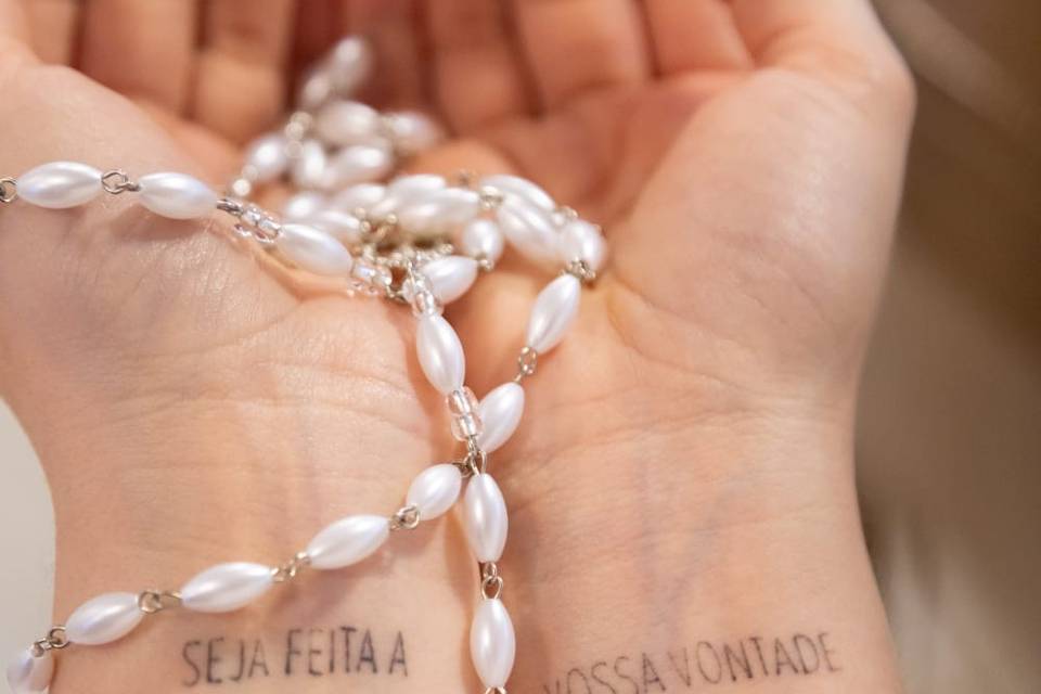 Terço de Noiva pérola arroz