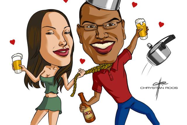 Caricatura Noivos Montagem