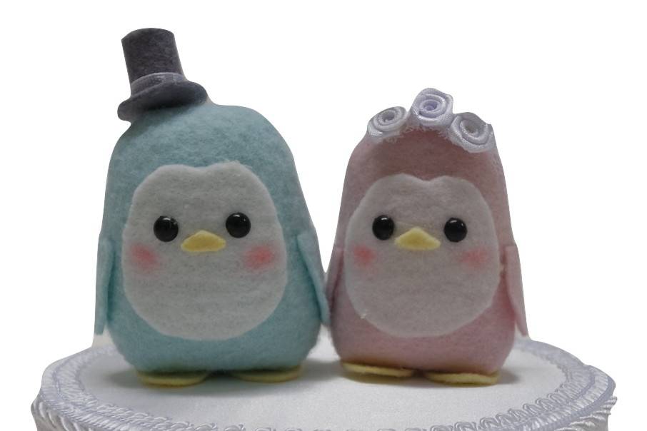 Topo de Bolo Casal de Pinguim