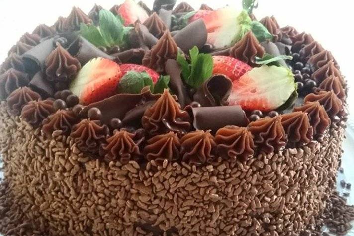 Brigadeiro com morangos