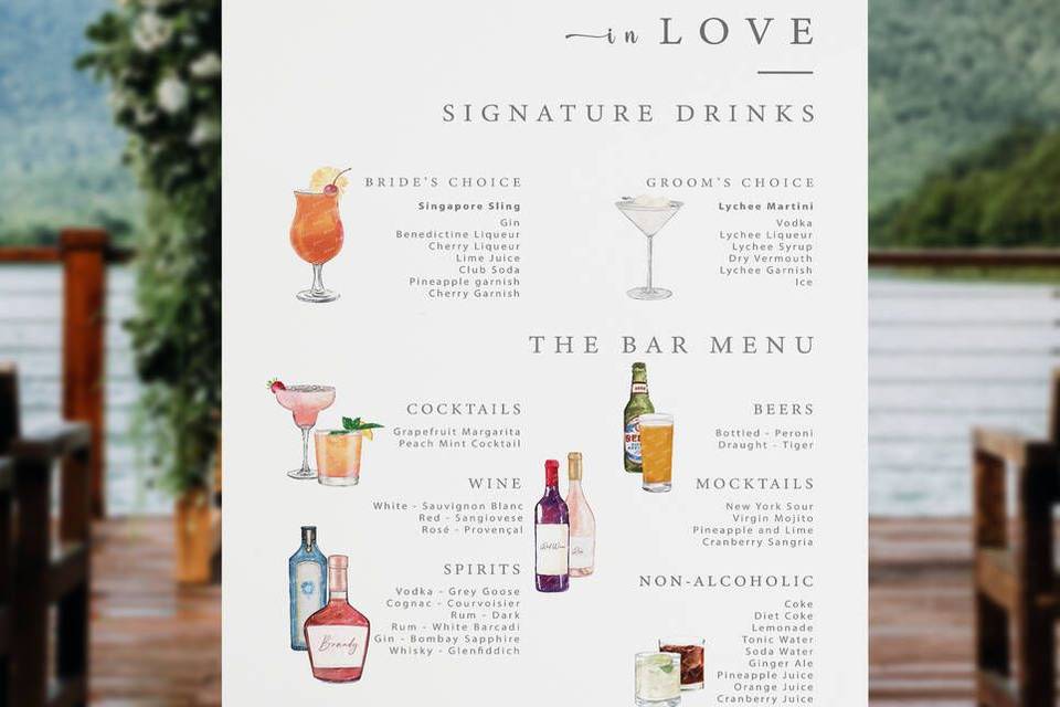 Menu bar casamento