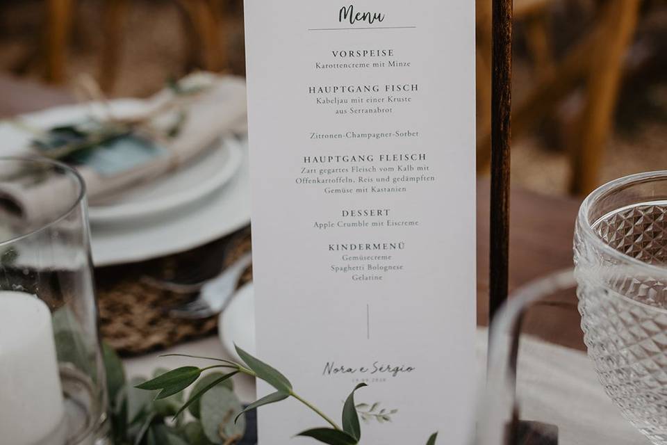 Menu mesa casamento