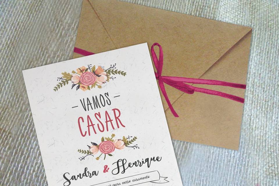 Convite Vamos Casar + Envelope