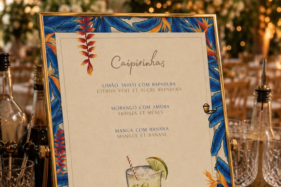 Menu caipirinhas ilustrado