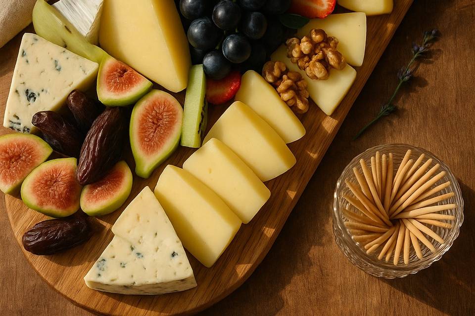 Tabua de queijos e frutas