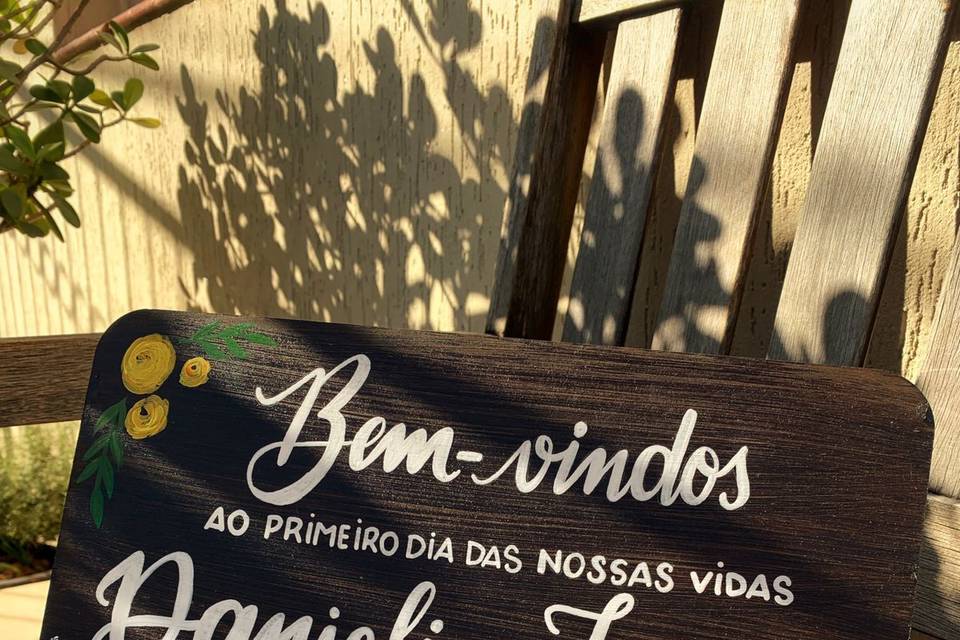 Placa bem-vindos pequena MDF