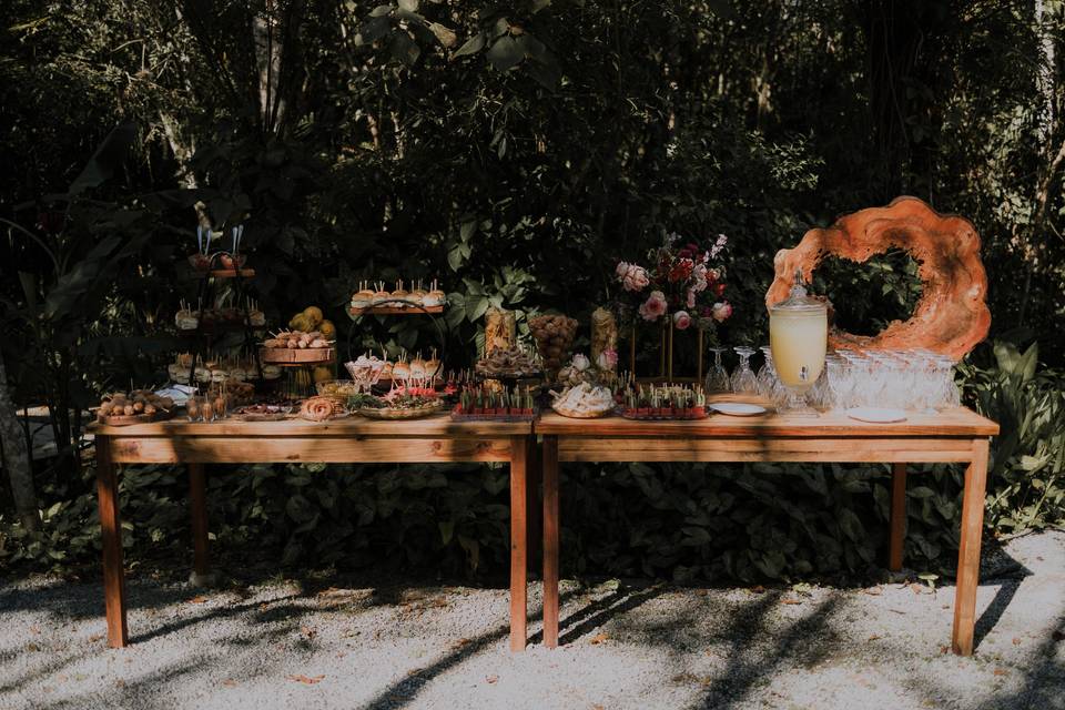 Mesa de welcome drinks