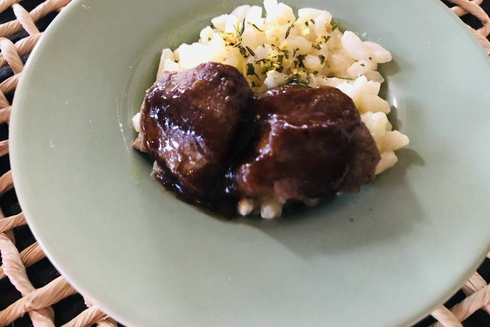 Risoto com filé mignon