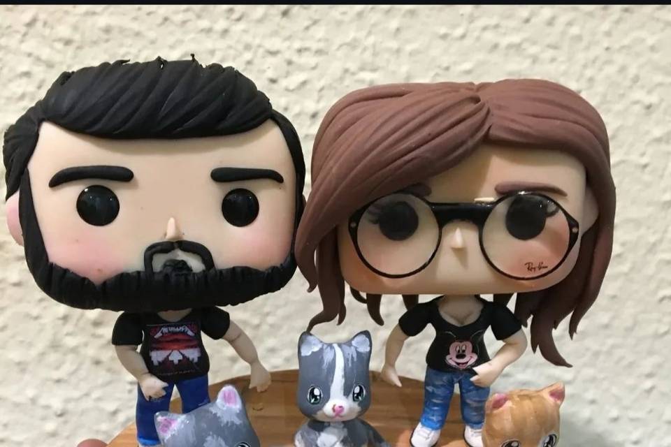 Topo de bolo funko com animais