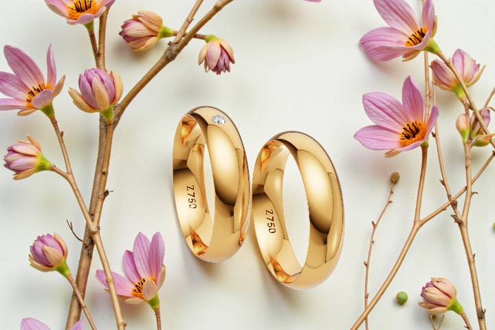 Aliança meia cana clasica 18k