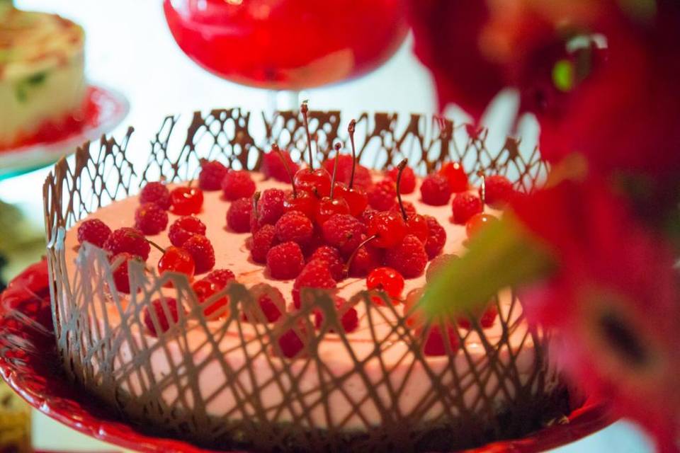 Torta de cerejas com franboesa