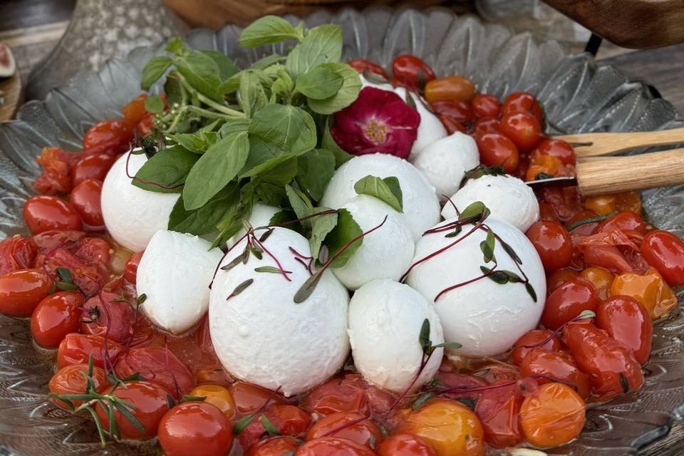 Burrata com tomates confitados