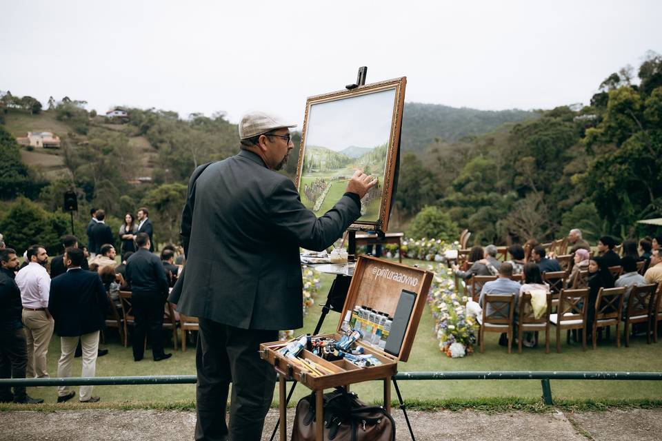 Pintor registrando a cerimônia