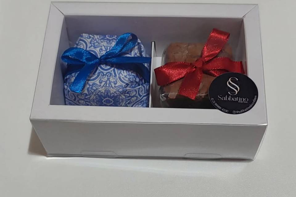 Caixa de bem-casado e brownie