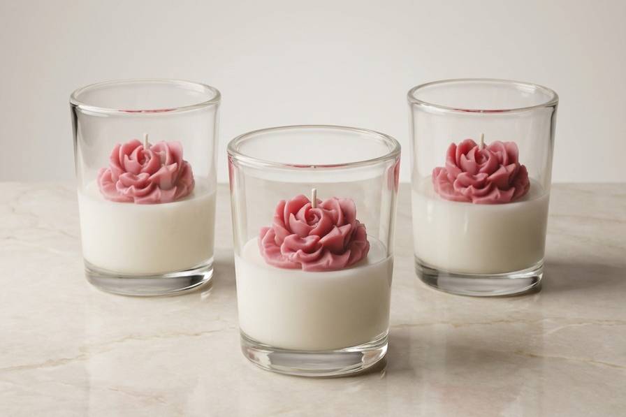 Vela classic floral em vidro.