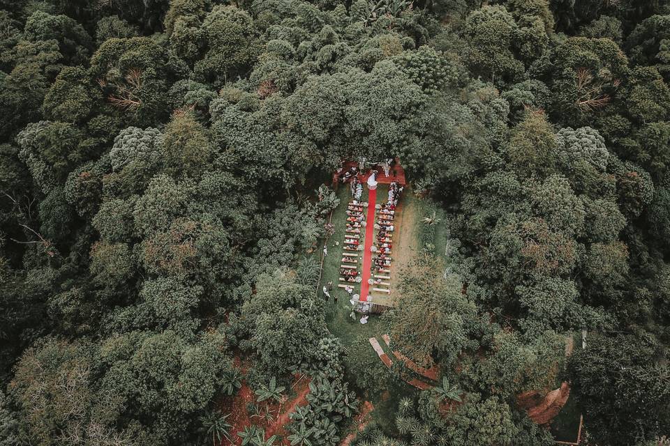 Foto aérea de casamento