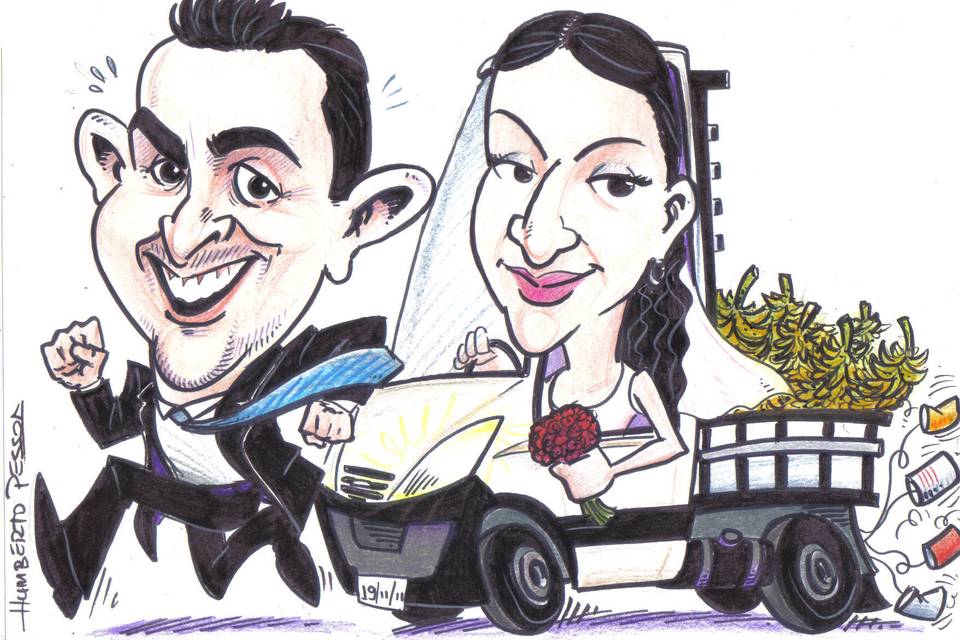 Caricatura de noivos