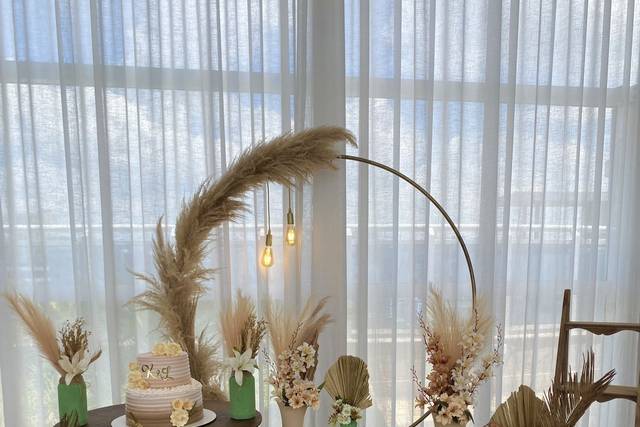 Mesa decorada boho