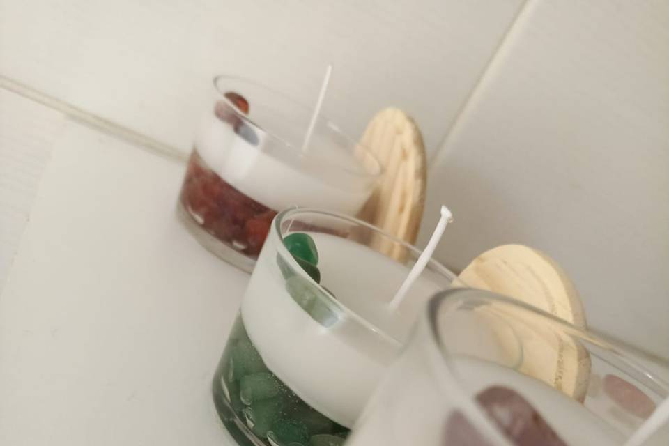 Velas aromatizadas c/ cristais