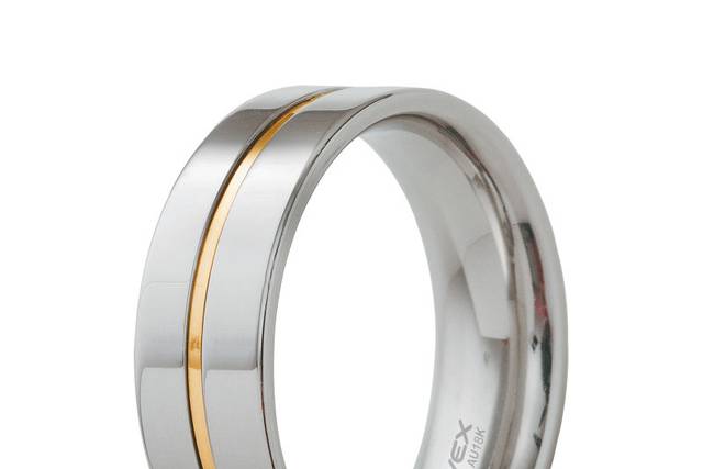 Aliança de aço 316L e ouro 18K