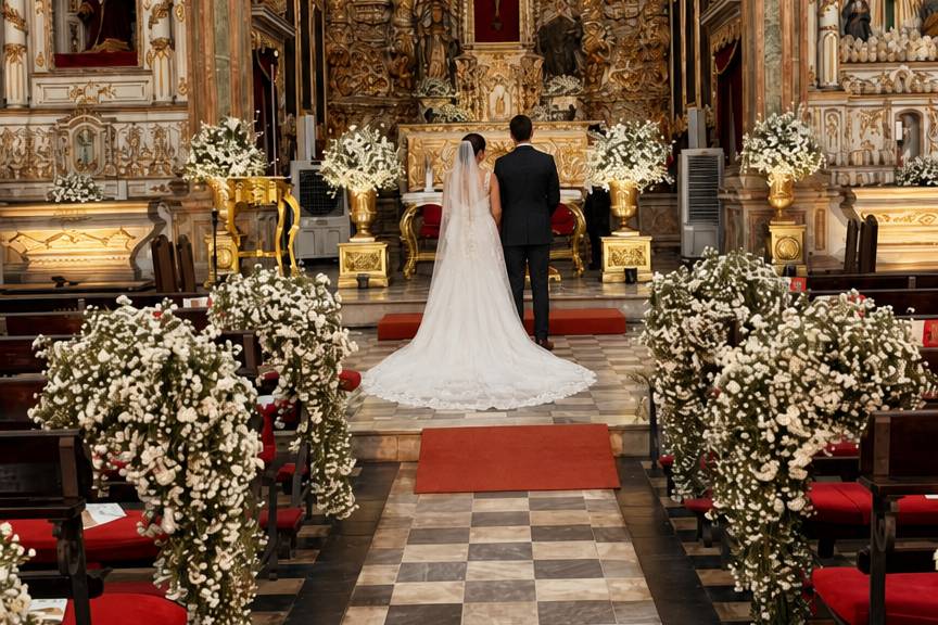 Interior de igreja decorada