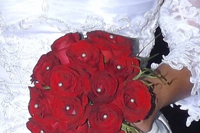 Buquê rosas e pérolas