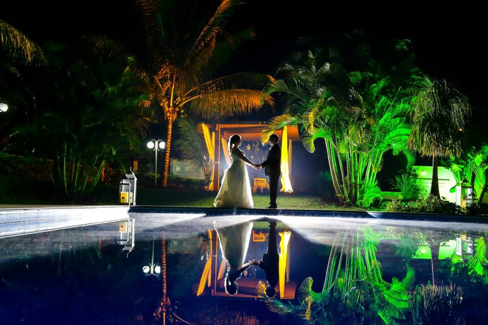 Casamento, silhuetas, casal